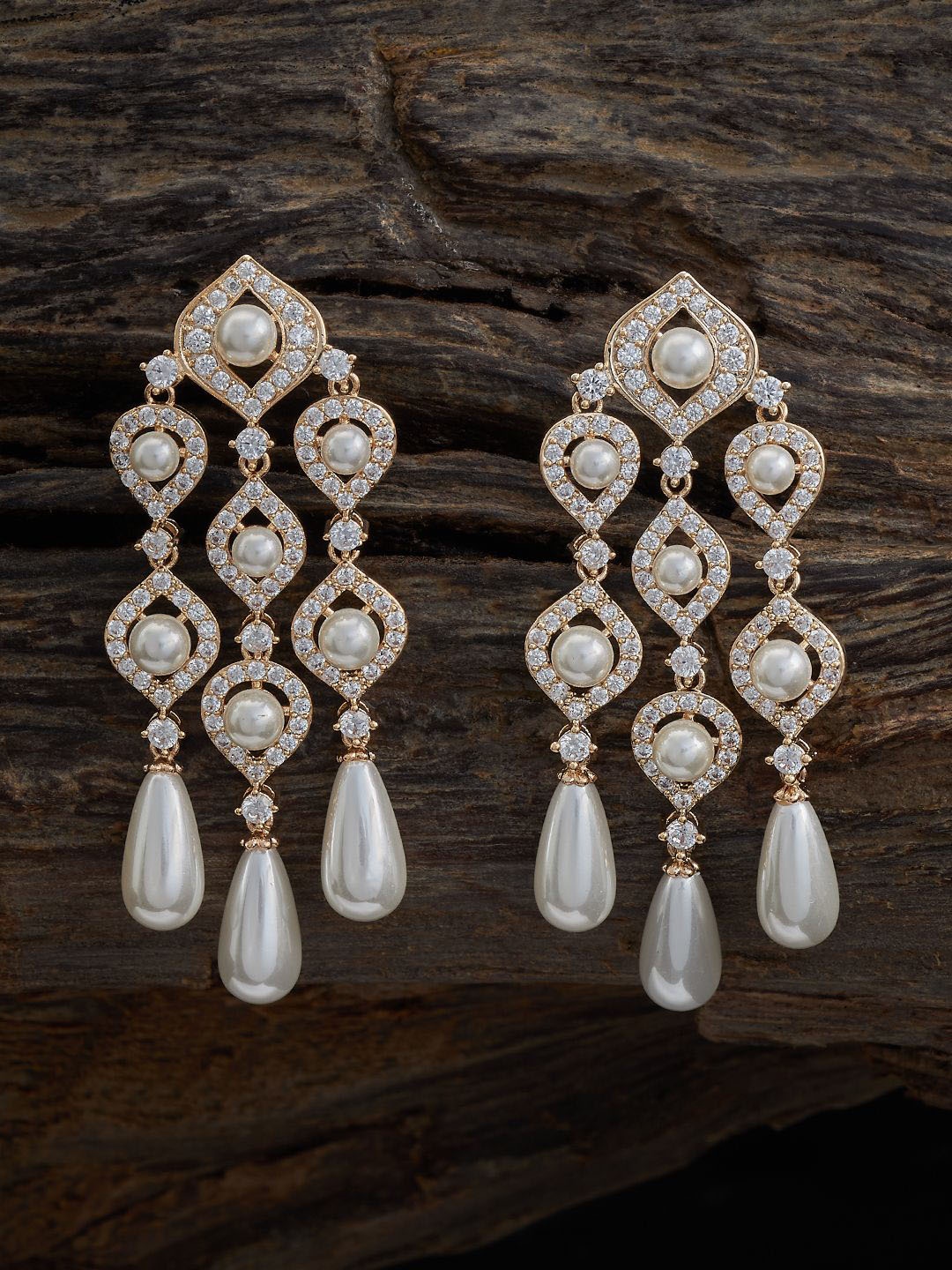 

Kushal's Fashion Jewellery Gold Plated Cubic Zirconia Contemporary Drop Earrings