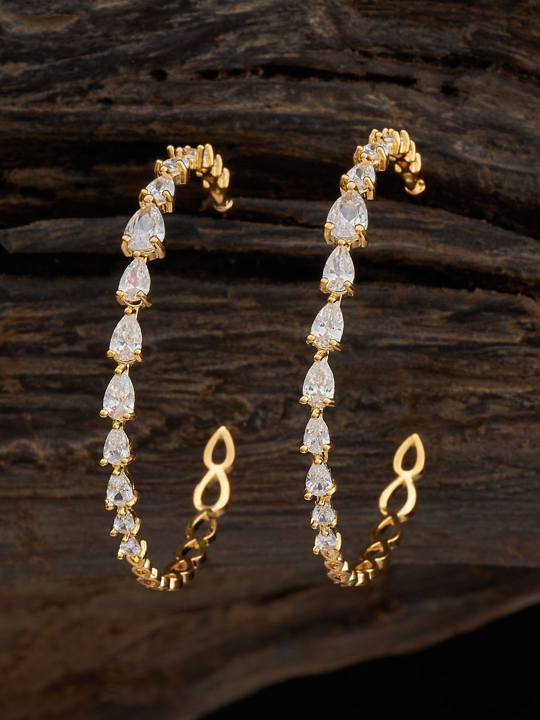 

Kushal's Fashion Jewellery Gold Plated Cubic Zirconia Circular Hoop Earrings