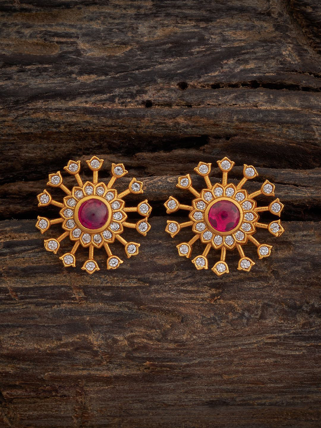 

Kushal's Fashion Jewellery Gold Plated Artificial Stones 92.5 Pure Silver Stud Earrings