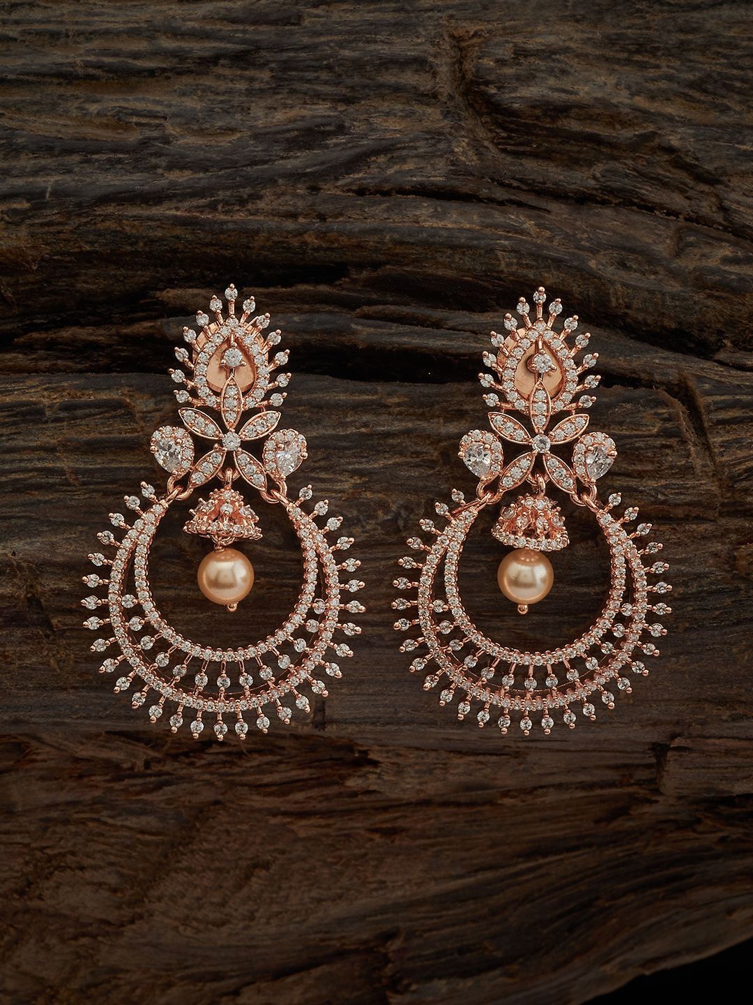 

Kushal's Fashion Jewellery Rose Gold Plated Cubic Zirconia Drop Earrings