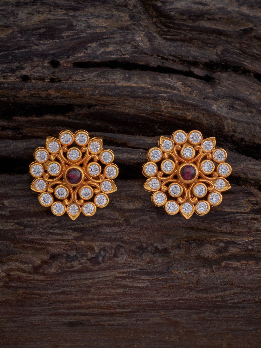 

Kushal's Fashion Jewellery Gold Plated Artificial Stones 92.5 Pure Silver Stud Earrings