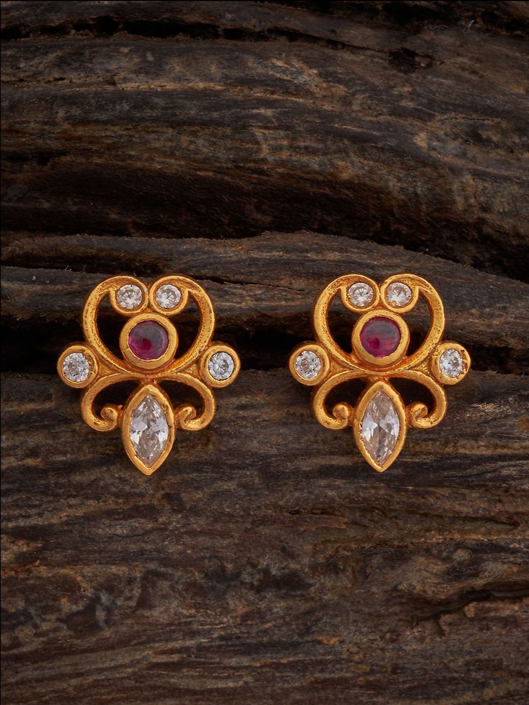 

Kushal's Fashion Jewellery Gold Plated Artificial Stones 92.5 Pure Silver Stud Earring