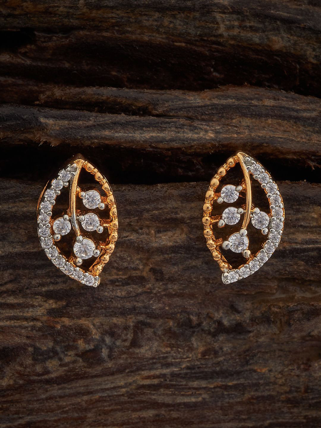 

Kushal's Fashion Jewellery Rhodium Plated Cubic Zirconia Stud Earrings, Gold