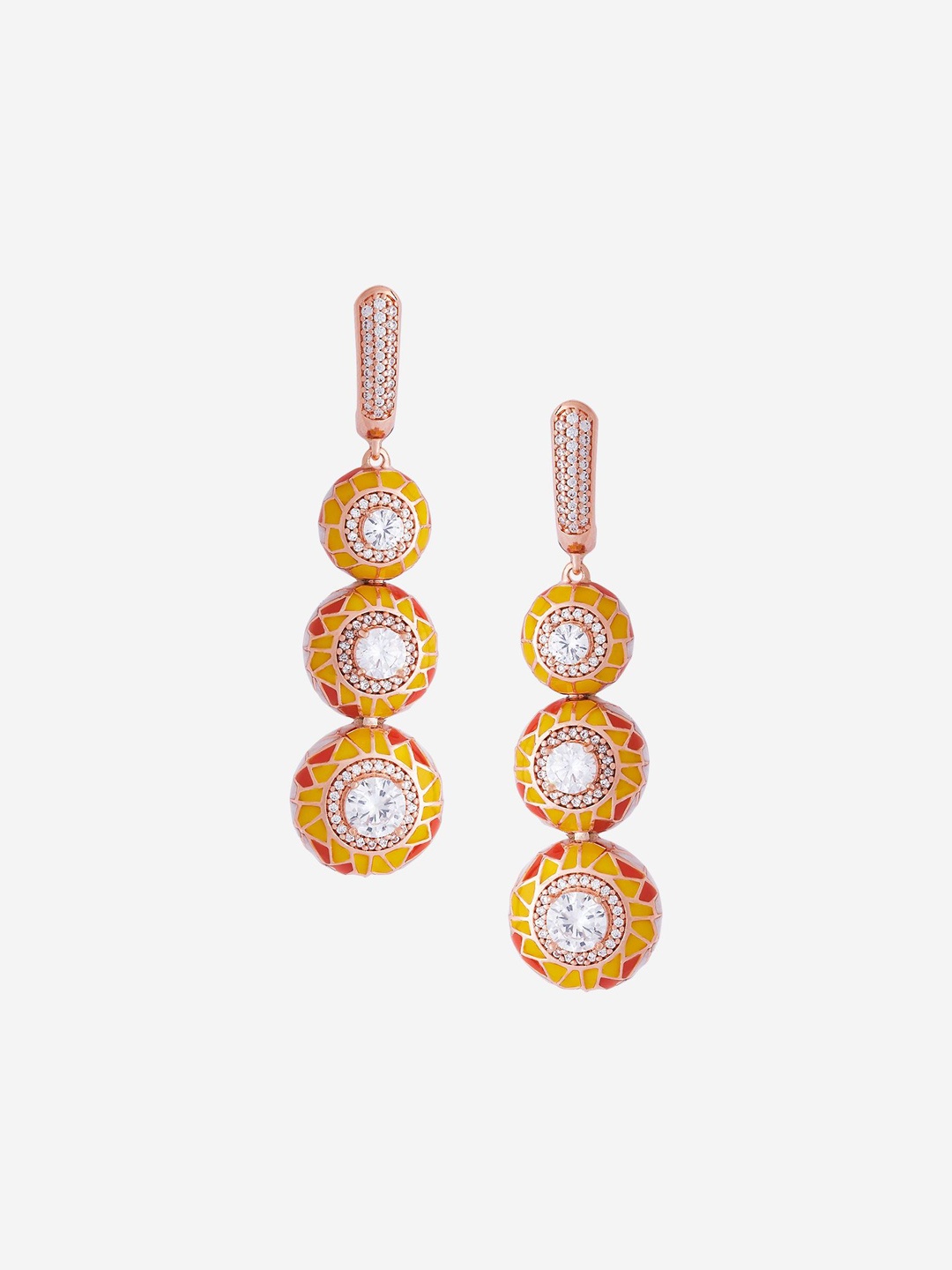 

Kushal's Fashion Jewellery Rose Gold Plated Cubic Zirconia Drop Earrings