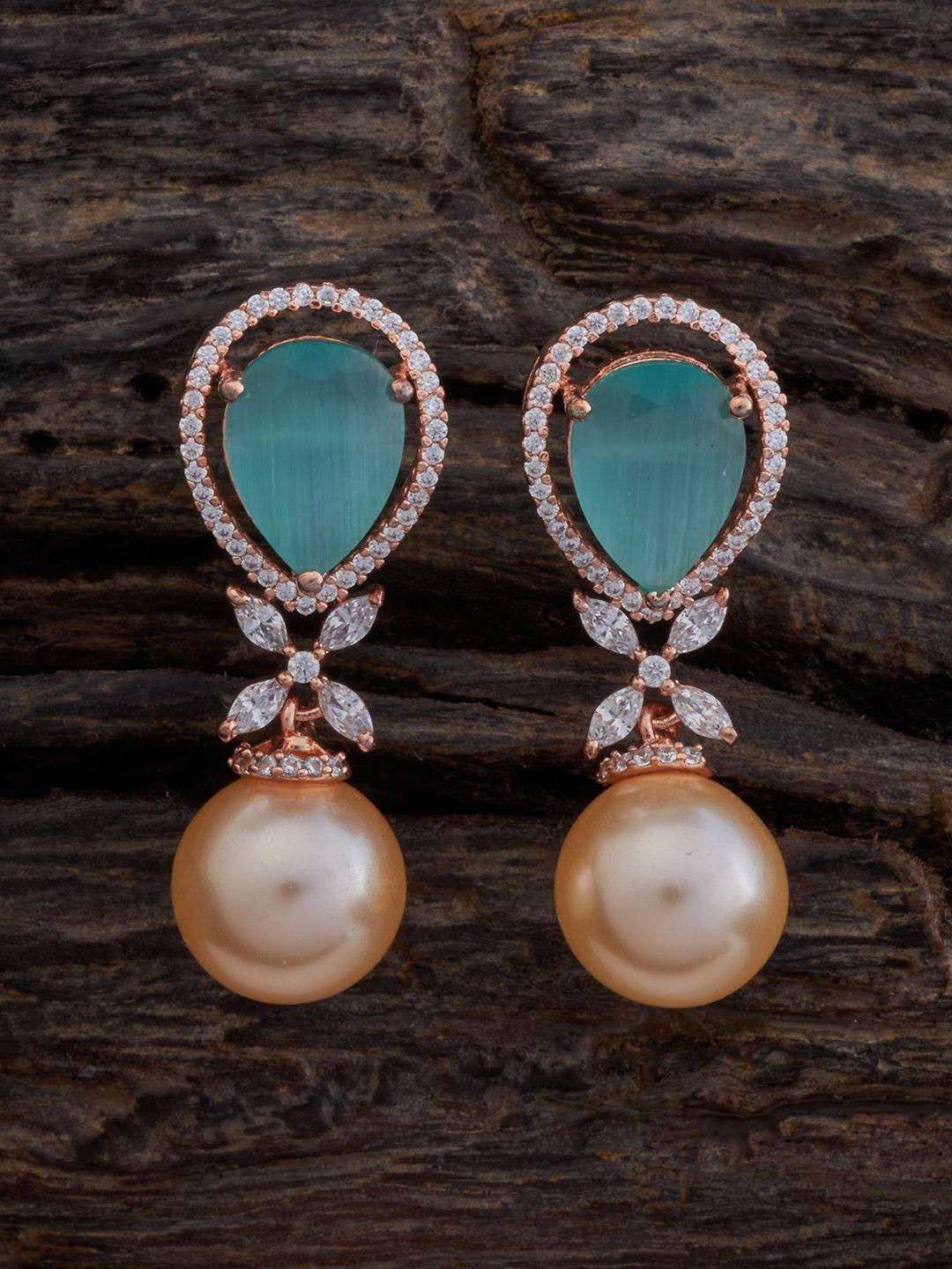 

Kushal's Fashion Jewellery Rose Gold Plated Cubic Zirconia Teardrop Shaped Drop Earrings