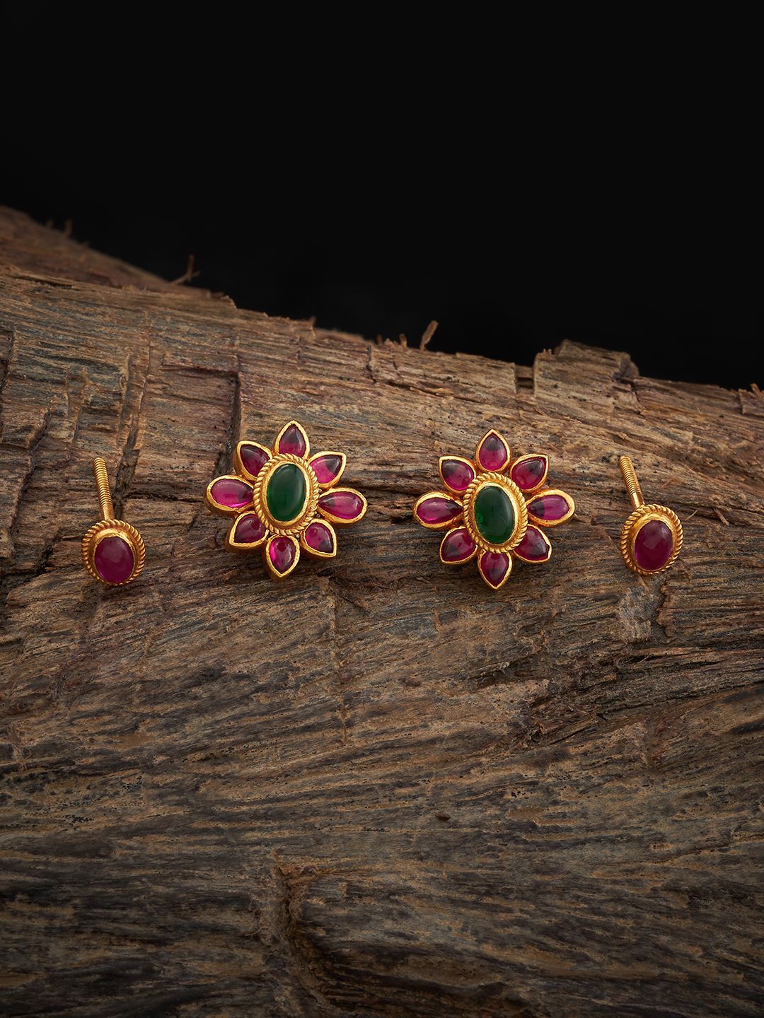 

Kushal's Fashion Jewellery Set of 2 Gold Plated 92.5 Pure Silver Studs Earrings