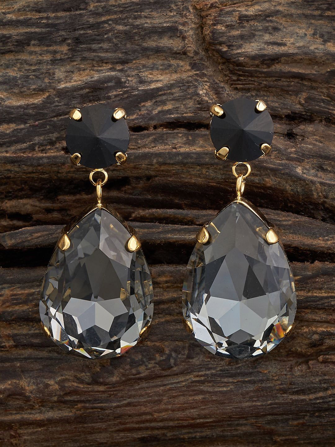 

Kushal's Fashion Jewellery Gold-Plated Cubic Zirconia Teardrop Shaped Drop Earrings