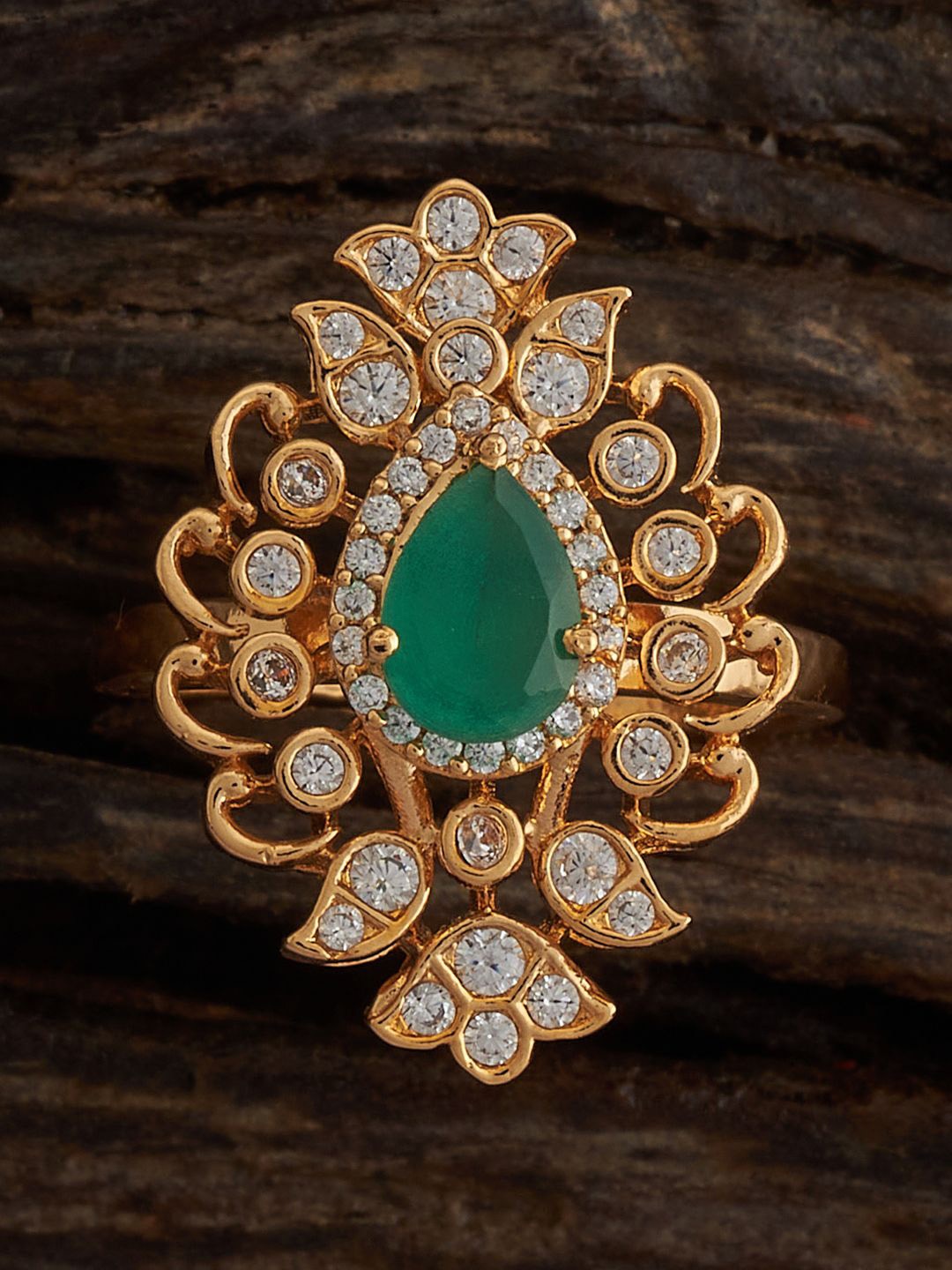 

Kushal's Fashion Jewellery Gold-Plated Cubic Zirconia-Studded Ring