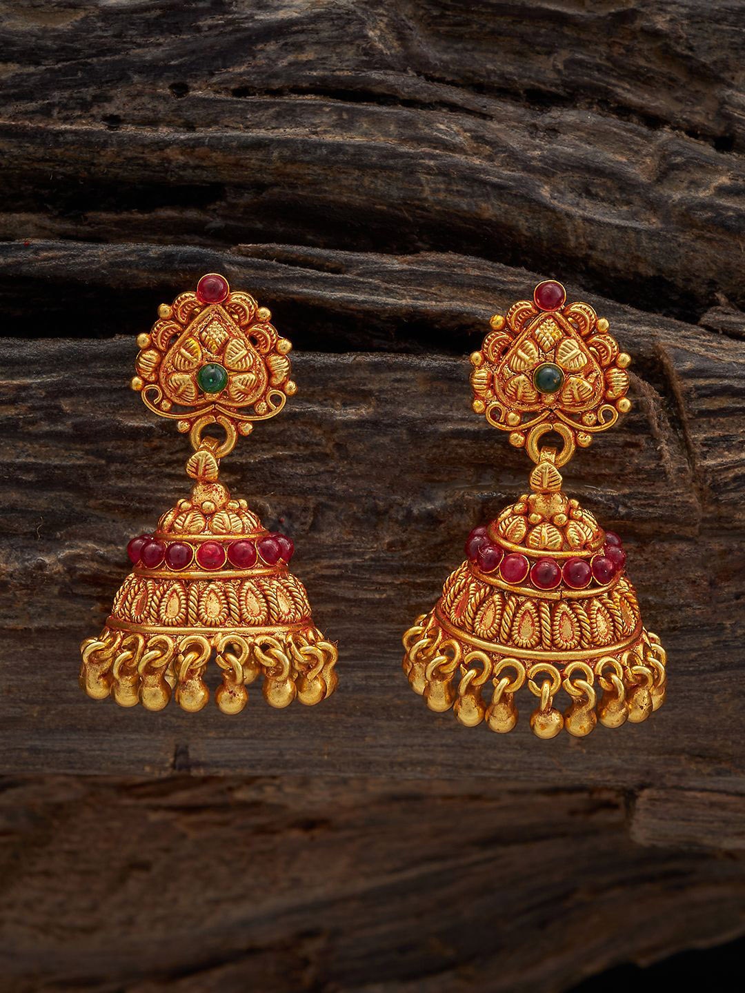 

Kushal's Fashion Jewellery Dome Shaped Jhumkas Earrings, Red