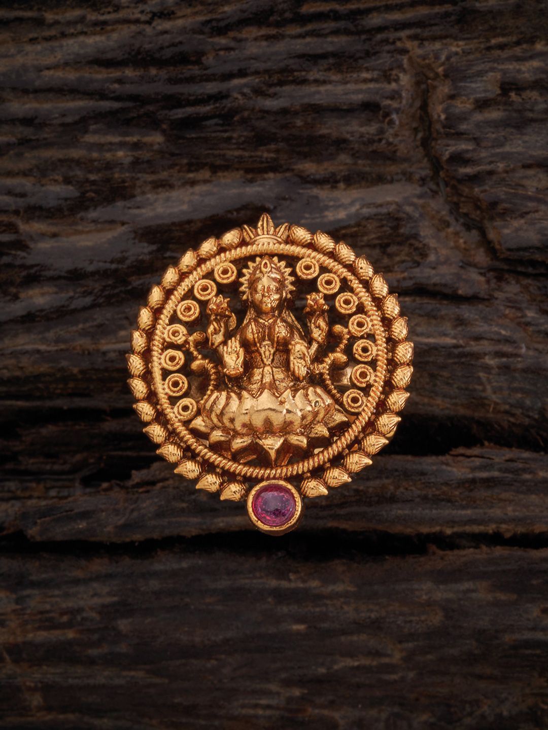 

Kushal's Fashion Jewellery Gold-Plated Stone-Studded Adjustable Finger Ring