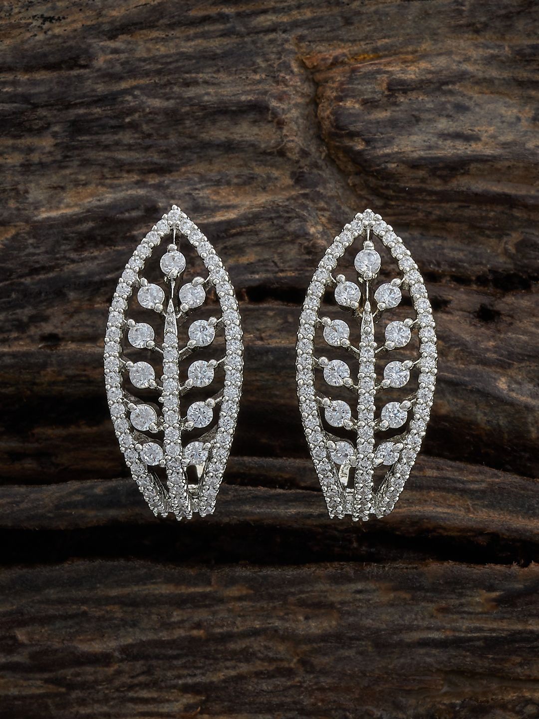 

Kushal's Fashion Jewellery Rhodium-Plated Cubic Zirconia-Studded Classic Studs Earrings, White