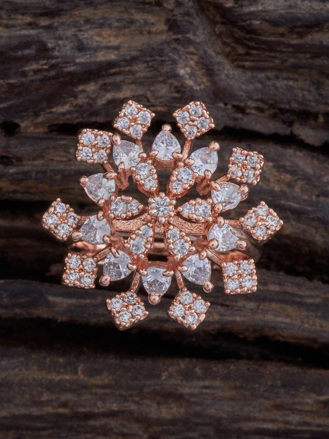 

Kushal's Fashion Jewellery Rose Gold-Plated Cubic Zirconia-Studded Adjustable Finger Ring