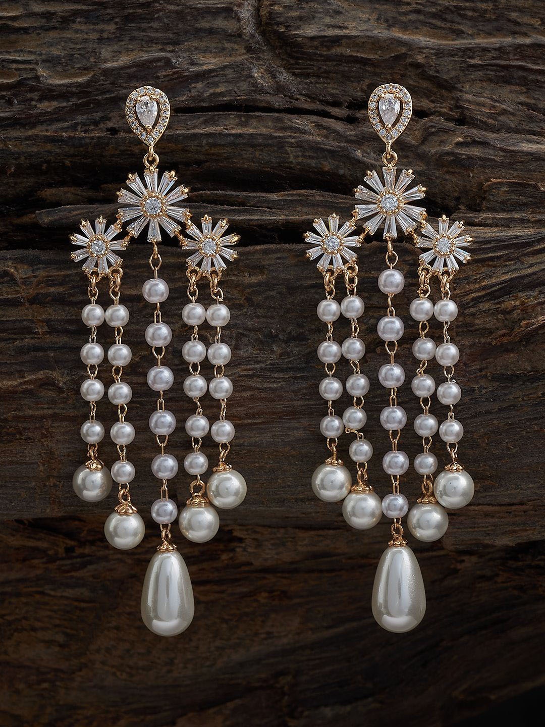 

Kushal's Fashion Jewellery Gold Plated Cubic Zirconia Contemporary Drop Earrings