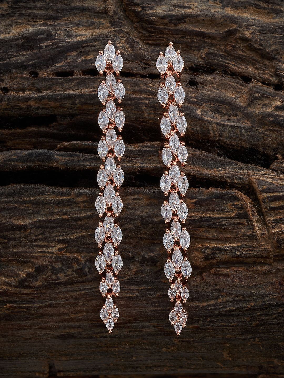

Kushal's Fashion Jewellery Rose Gold Plated Cubic Zirconia Contemporary Drop Earrings