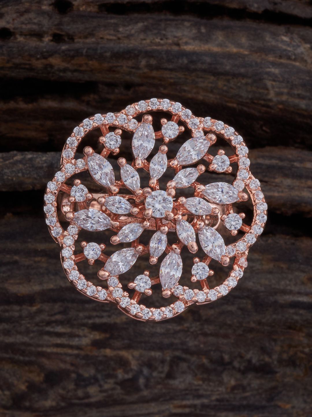 

Kushal's Fashion Jewellery Rose Gold-Plated Cubic Zirconia-Studded Finger Ring