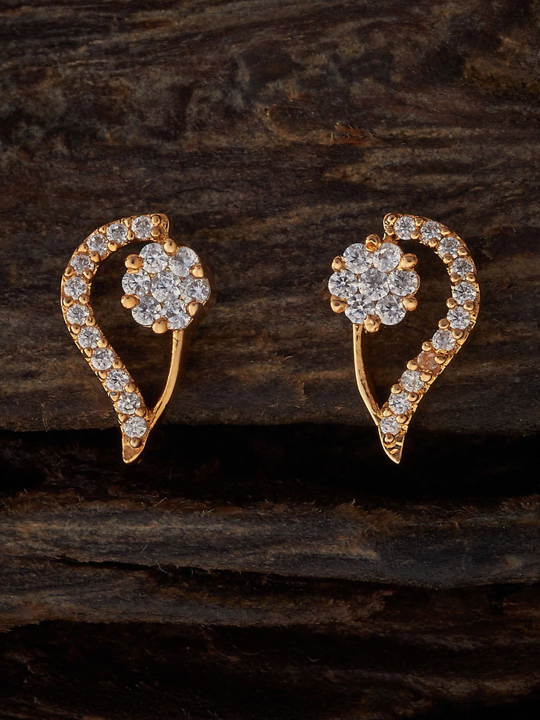 

Kushal's Fashion Jewellery Gold-Plated CZ Stone Studded Classic Studs Earrings