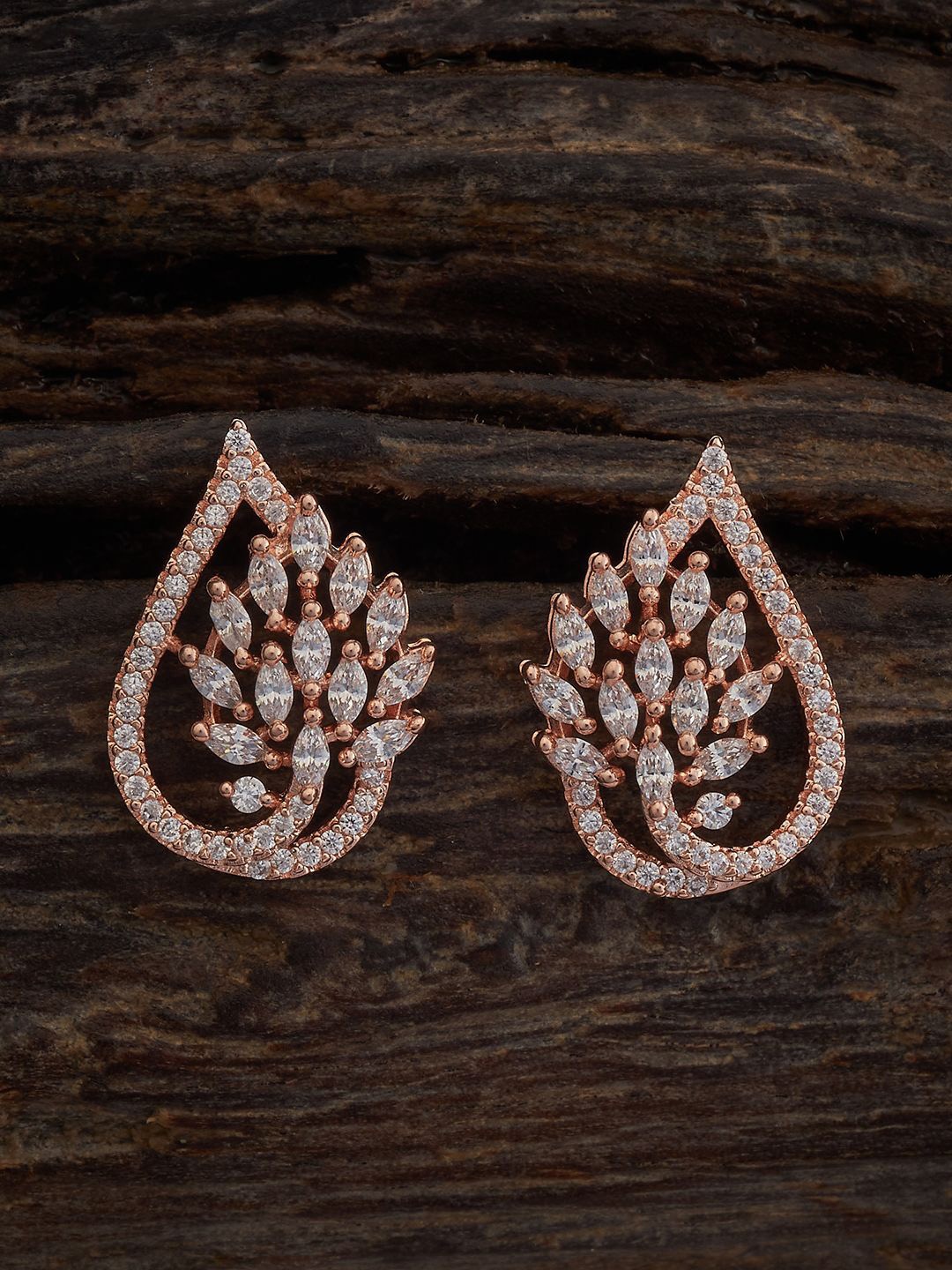 

Kushal's Fashion Jewellery Rose Gold-Plated CZ Stone Studded Classic Studs Earrings