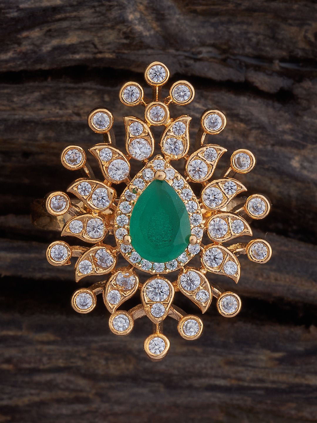 

Kushal's Fashion Jewellery Gold Plated Cubic Zirconia Studded Ring