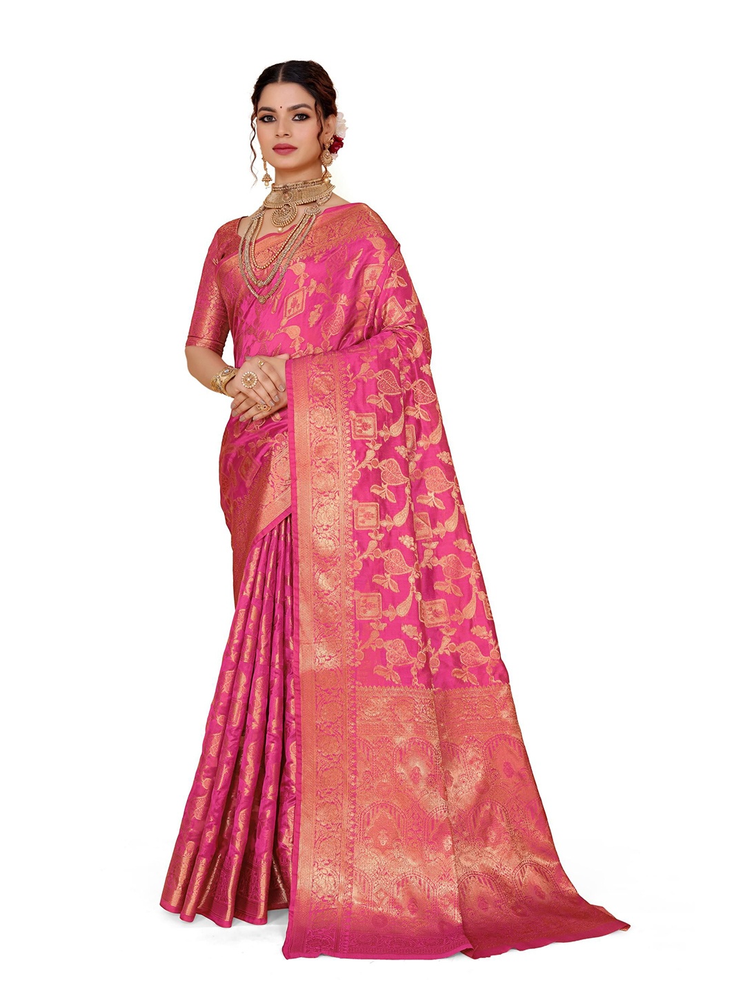 

jayant creation Woven Design Zari Banarasi Saree, Pink