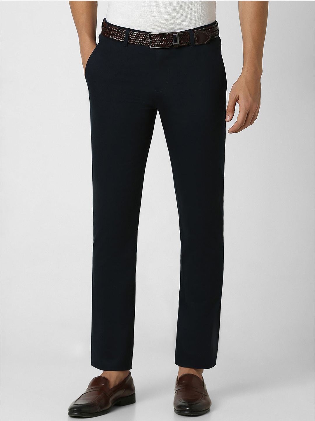 

V Dot Men Slim Fit Trousers, Black