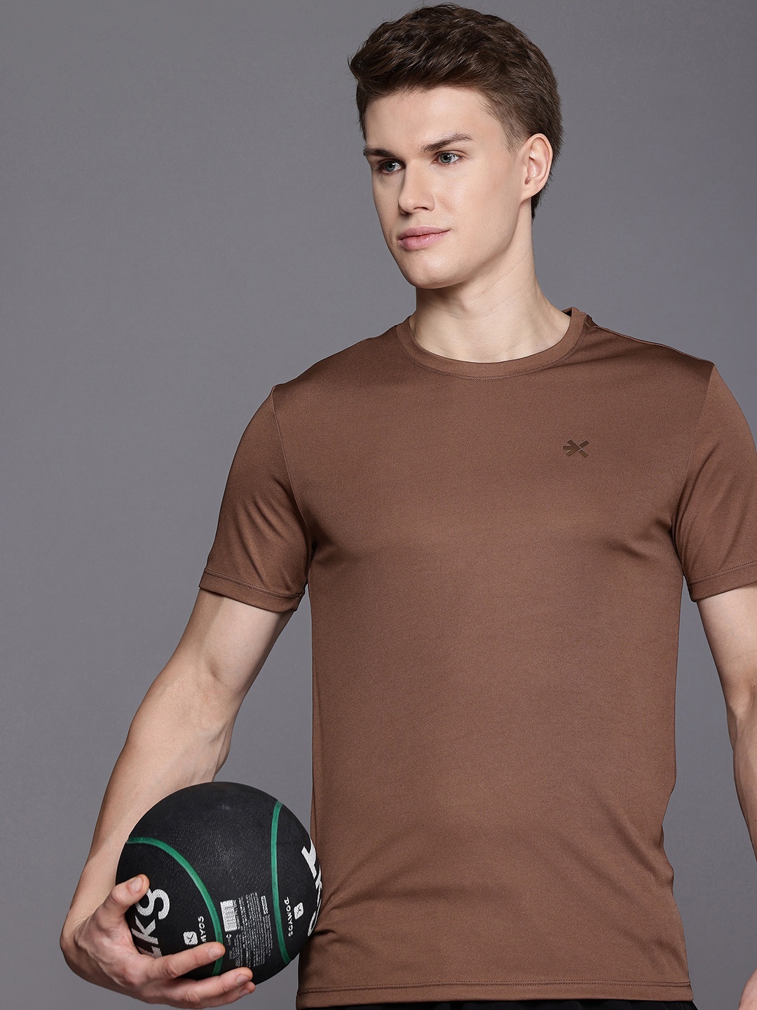 

HRX by Hrithik Roshan Performacebonded Rapid-Dry Training T-shirt, Brown
