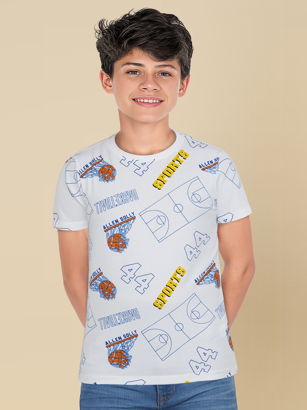 

Allen Solly Junior Boys Typography Printed Round Neck T-shirt, White