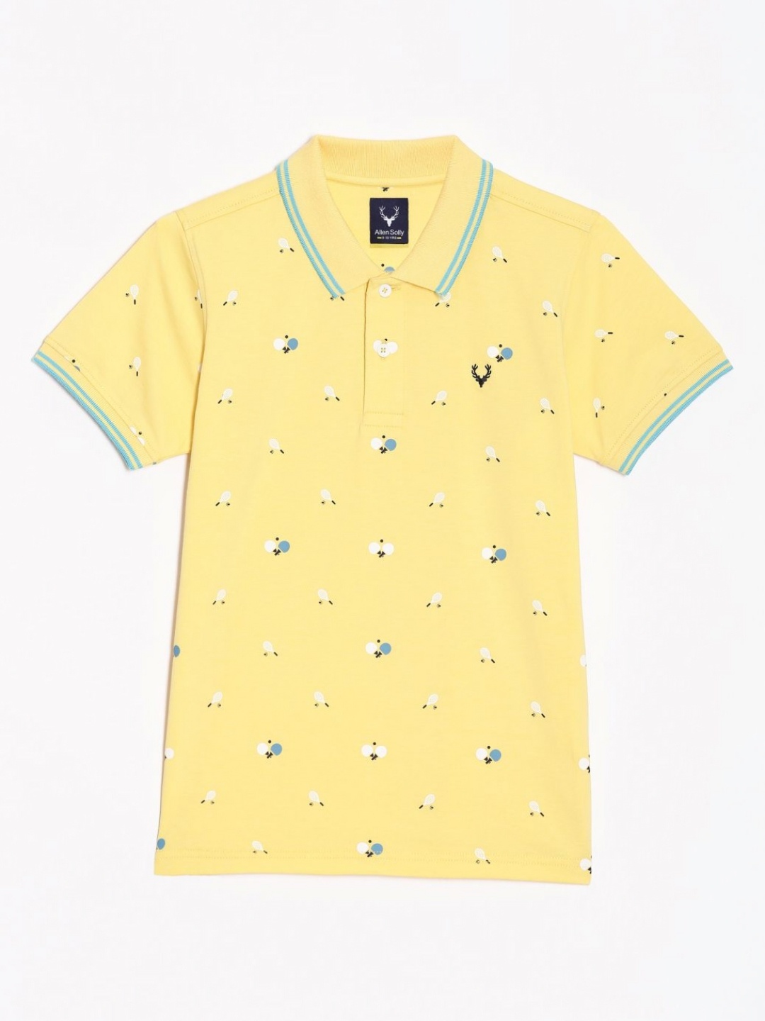 

Allen Solly Junior Boys Conversational Printed Polo Collar T-shirt, Yellow