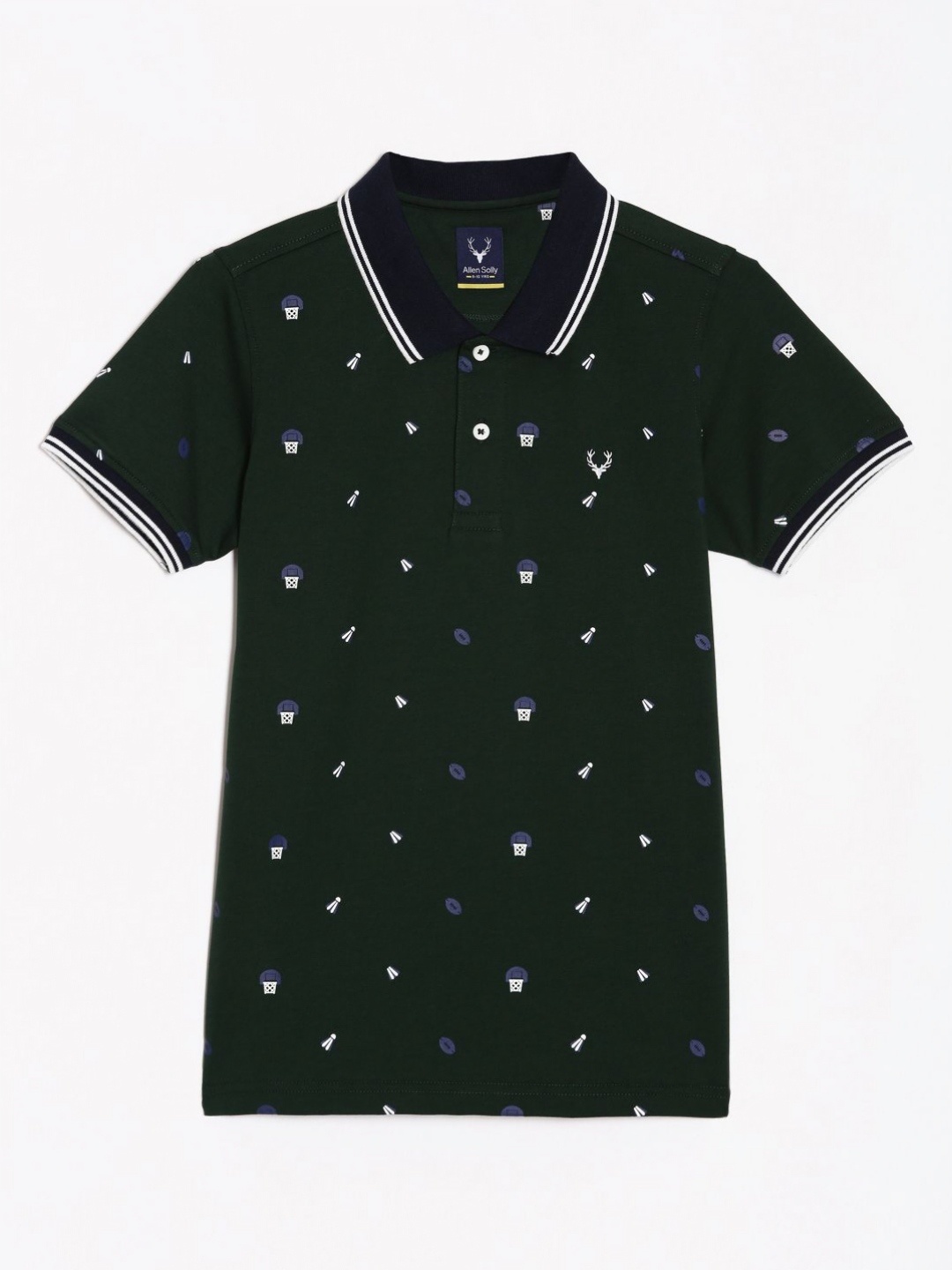 

Allen Solly Junior Boys Conversational Printed Polo Collar T-shirt, Green