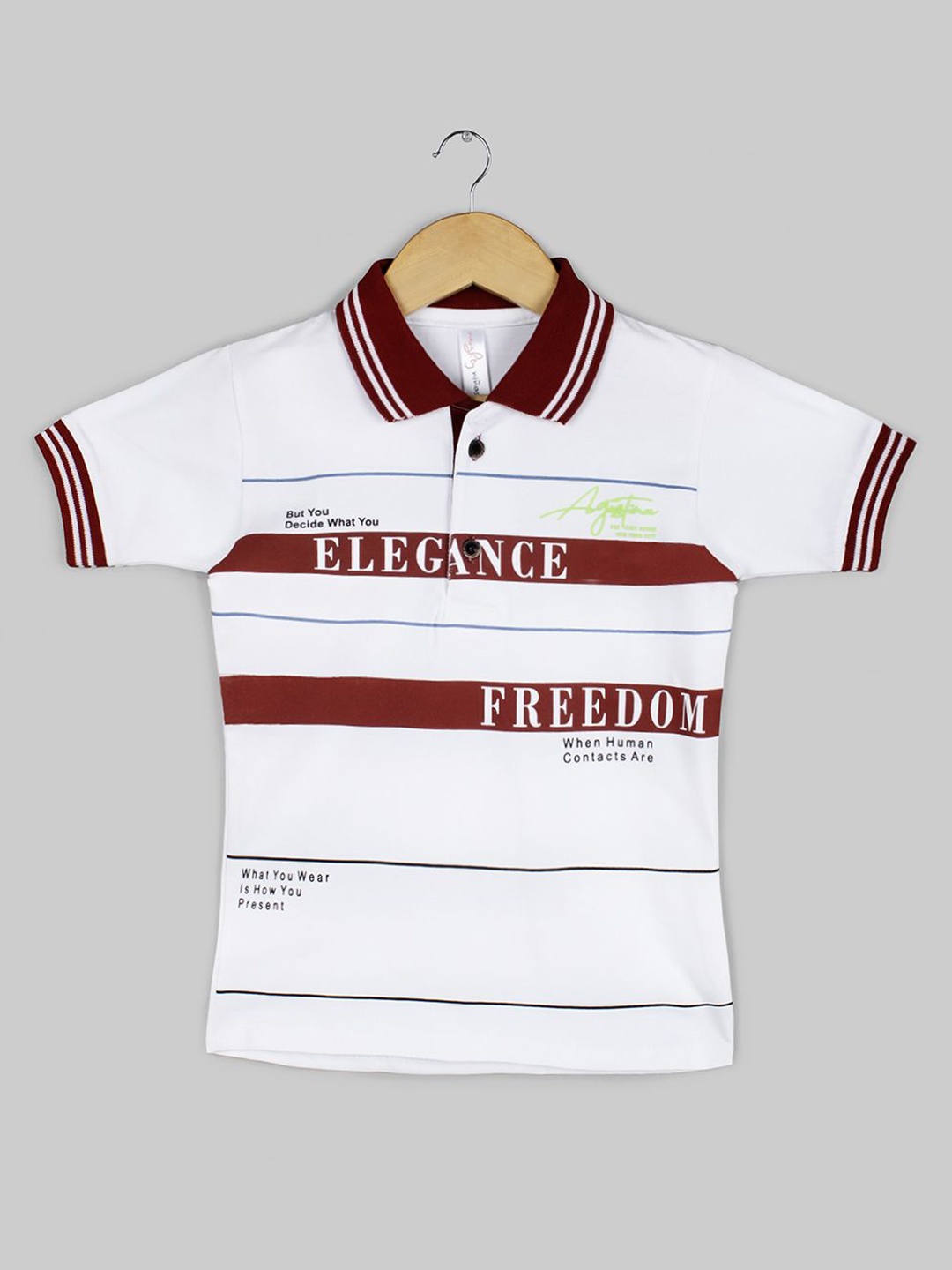 

Naughty Ninos Boys Typography Printed Polo Collar T-shirt, White