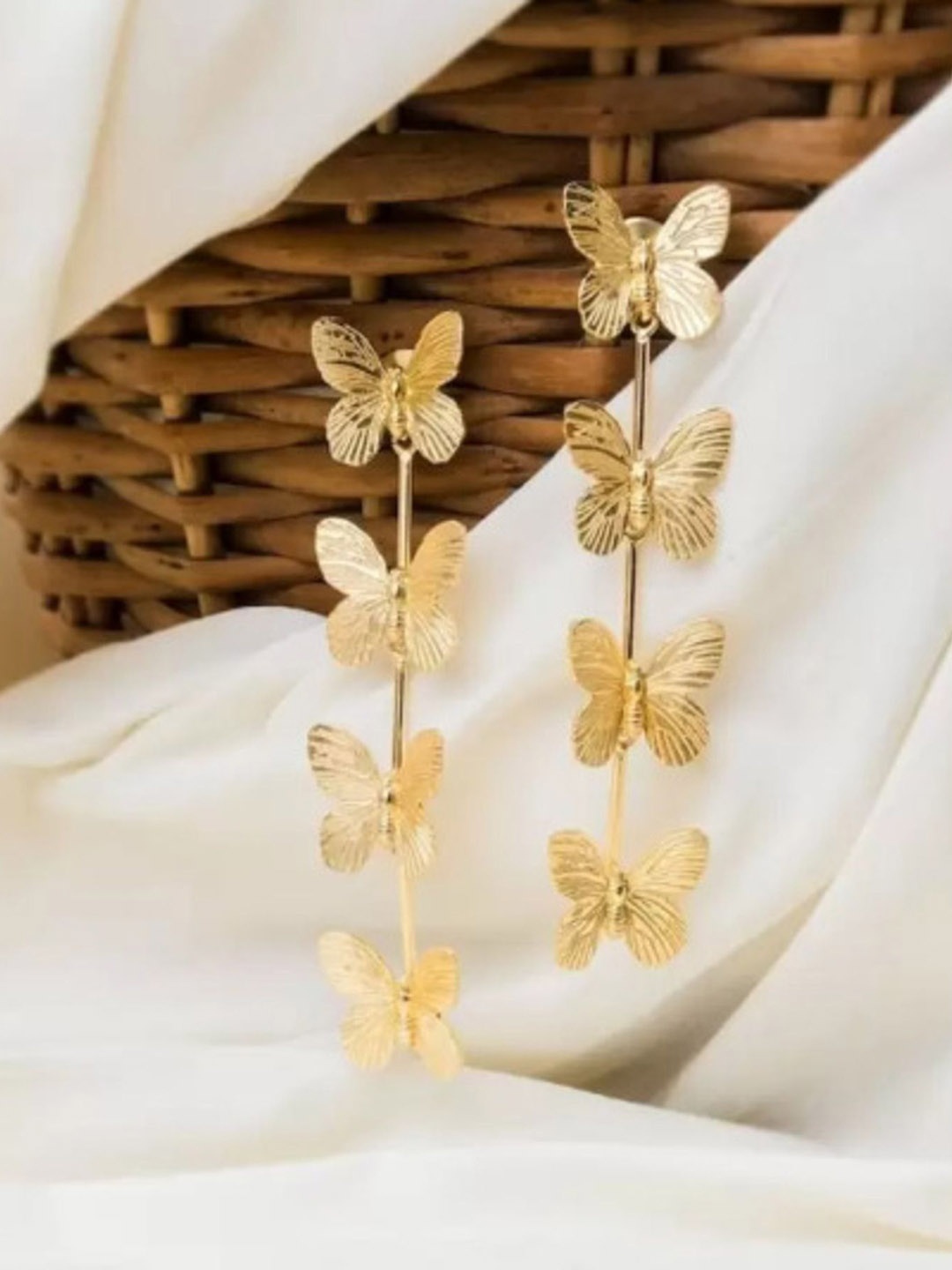 

KRYSTALZ Gold-Plated Stainless Steel Butterfly Drop Earrings