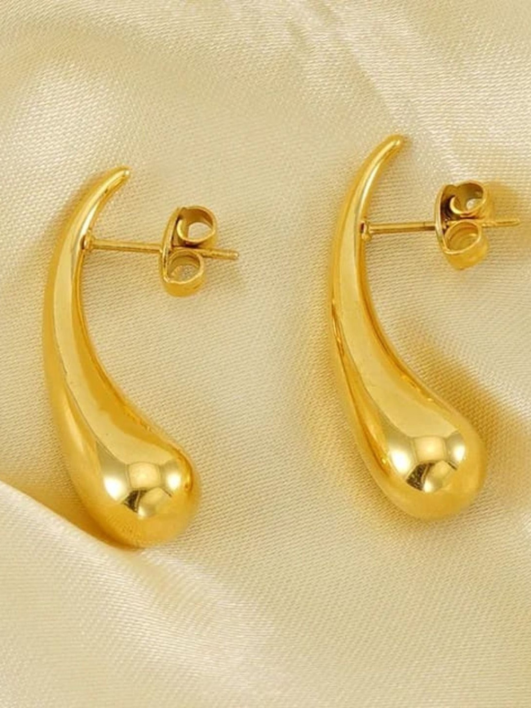 

KRYSTALZ Gold Plated Stainless Steel Teardrop Shaped Studs Earrings