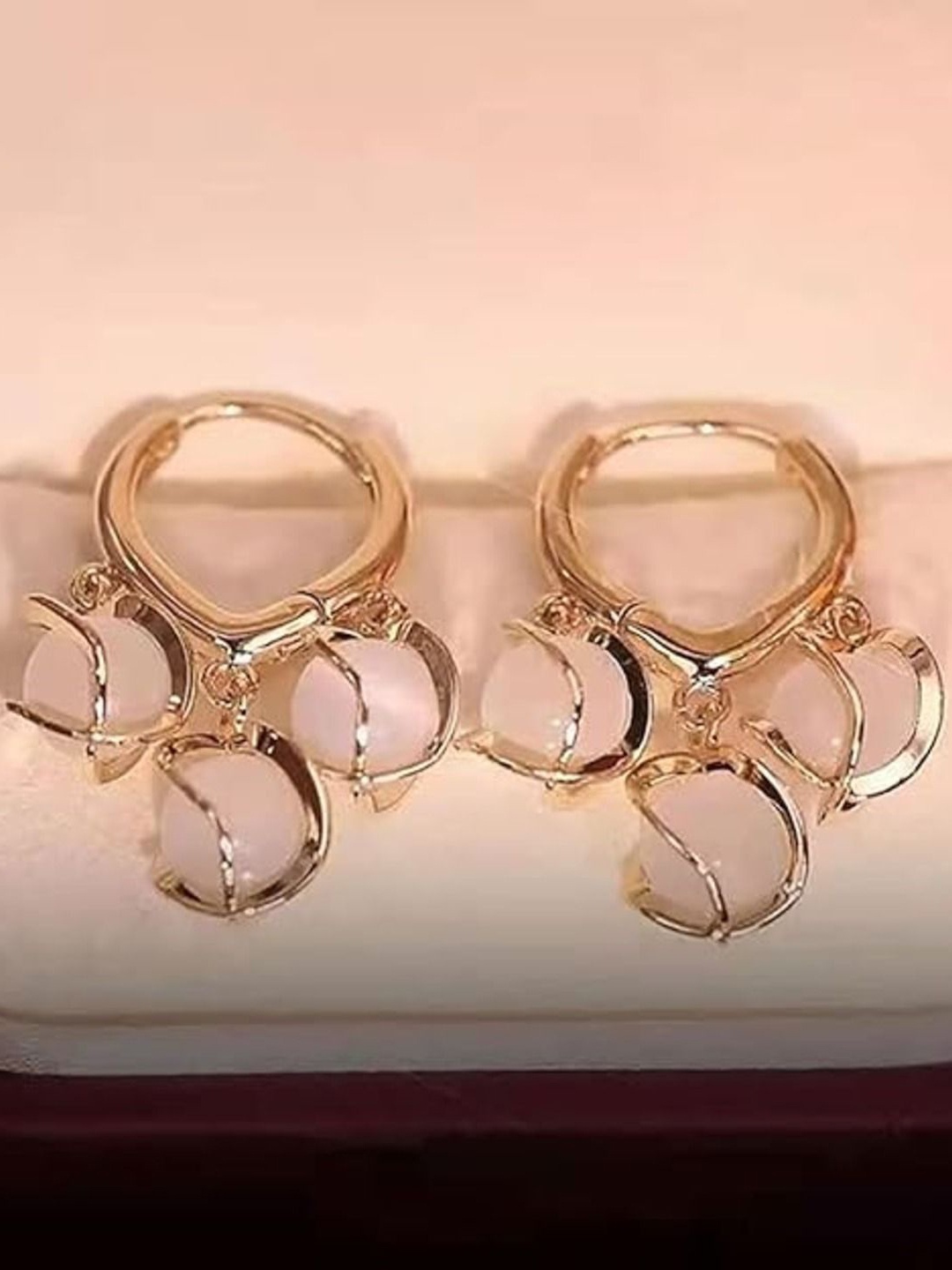 

KRYSTALZ Gold-Plated Stainless Steel Beaded Circular Hoop Earrings