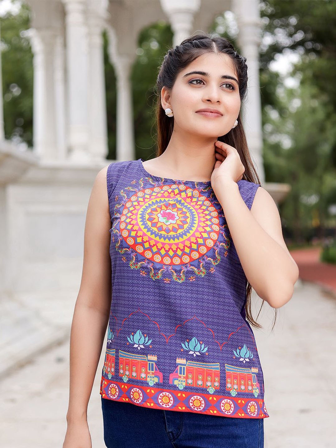 

VASVI Print Cotton Top, Purple