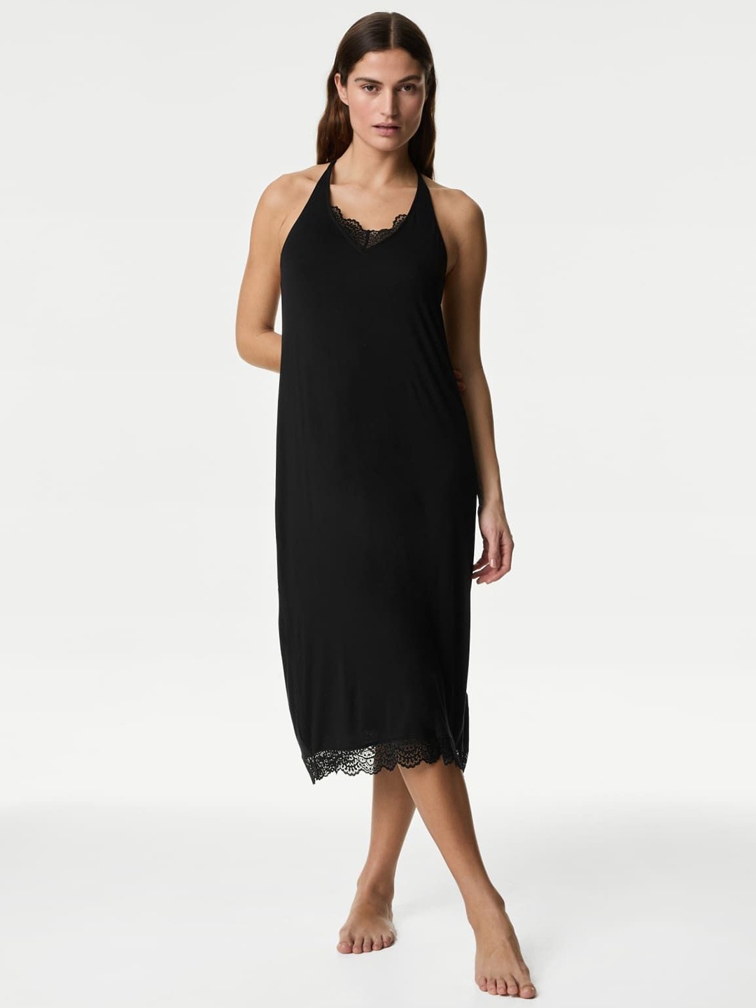 

Marks & Spencer Lace Trim Nightdress, Black