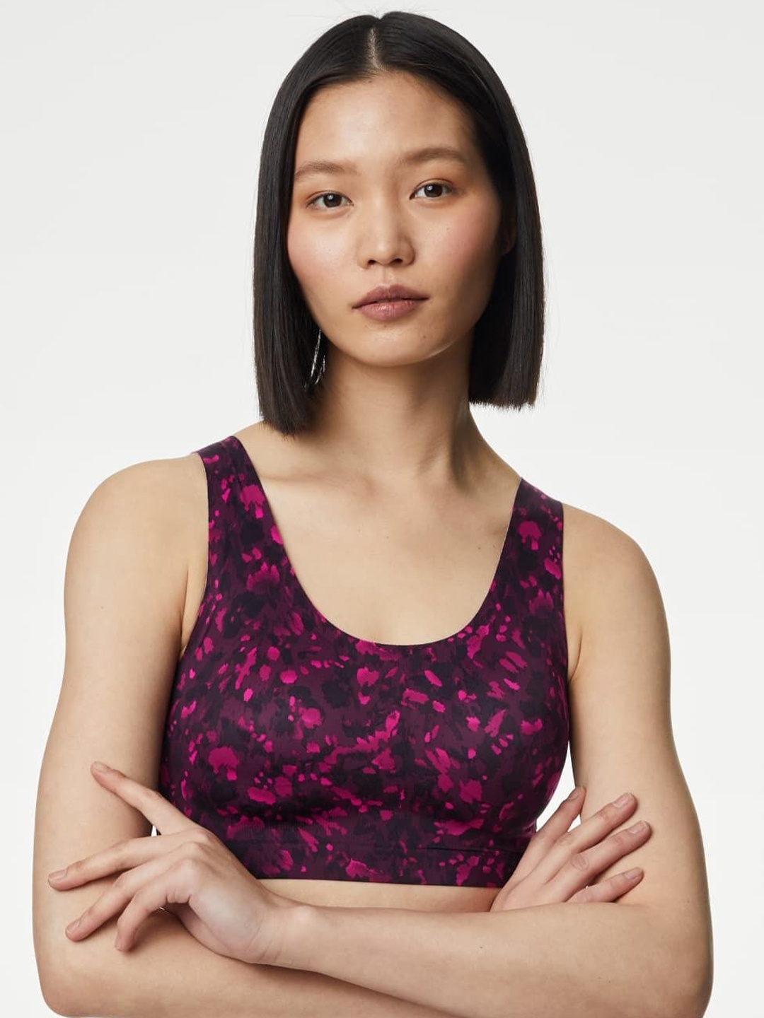 

Marks & Spencer Abstract Printed Full Coverage Workout Bra, Purple
