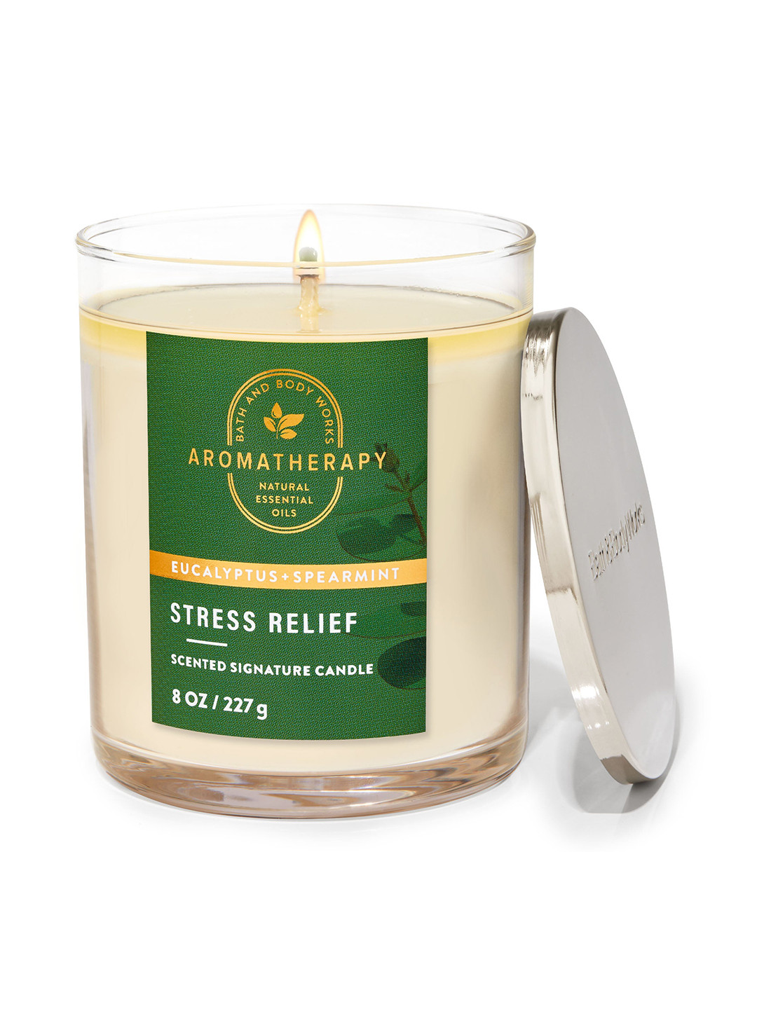 

Bath & Body Works Eucalyptus Spearmint Stress Relief Scented Single Wick Candle - 227 g, Green