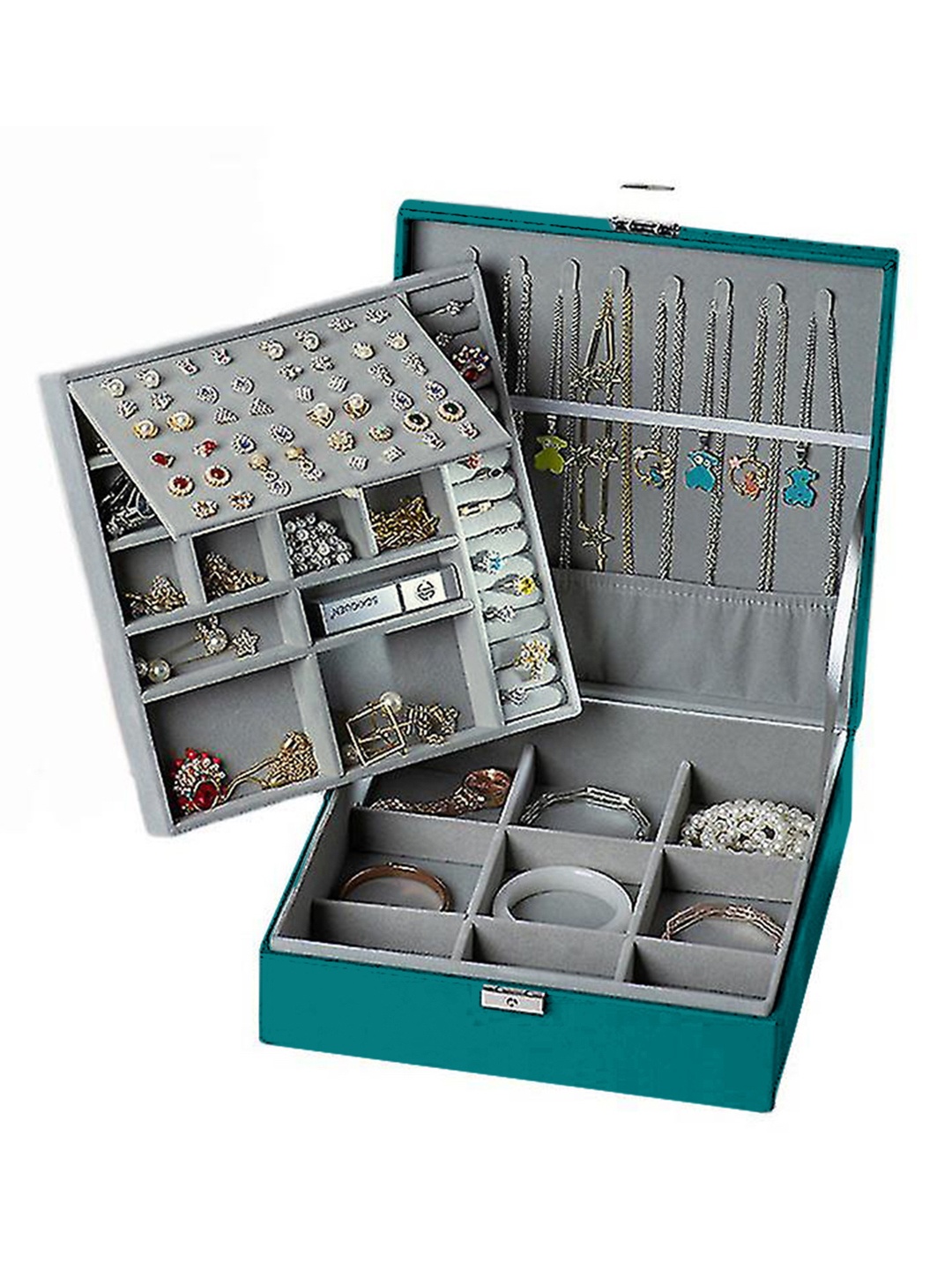

Cortina Teal Zipper Portable Jewellery Storage Organiser