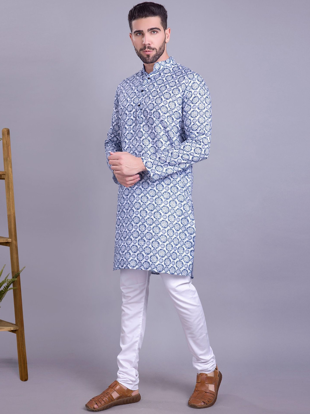 

SHIWAM ETHNIX Printed Regular Kurta with Pyjamas, Blue