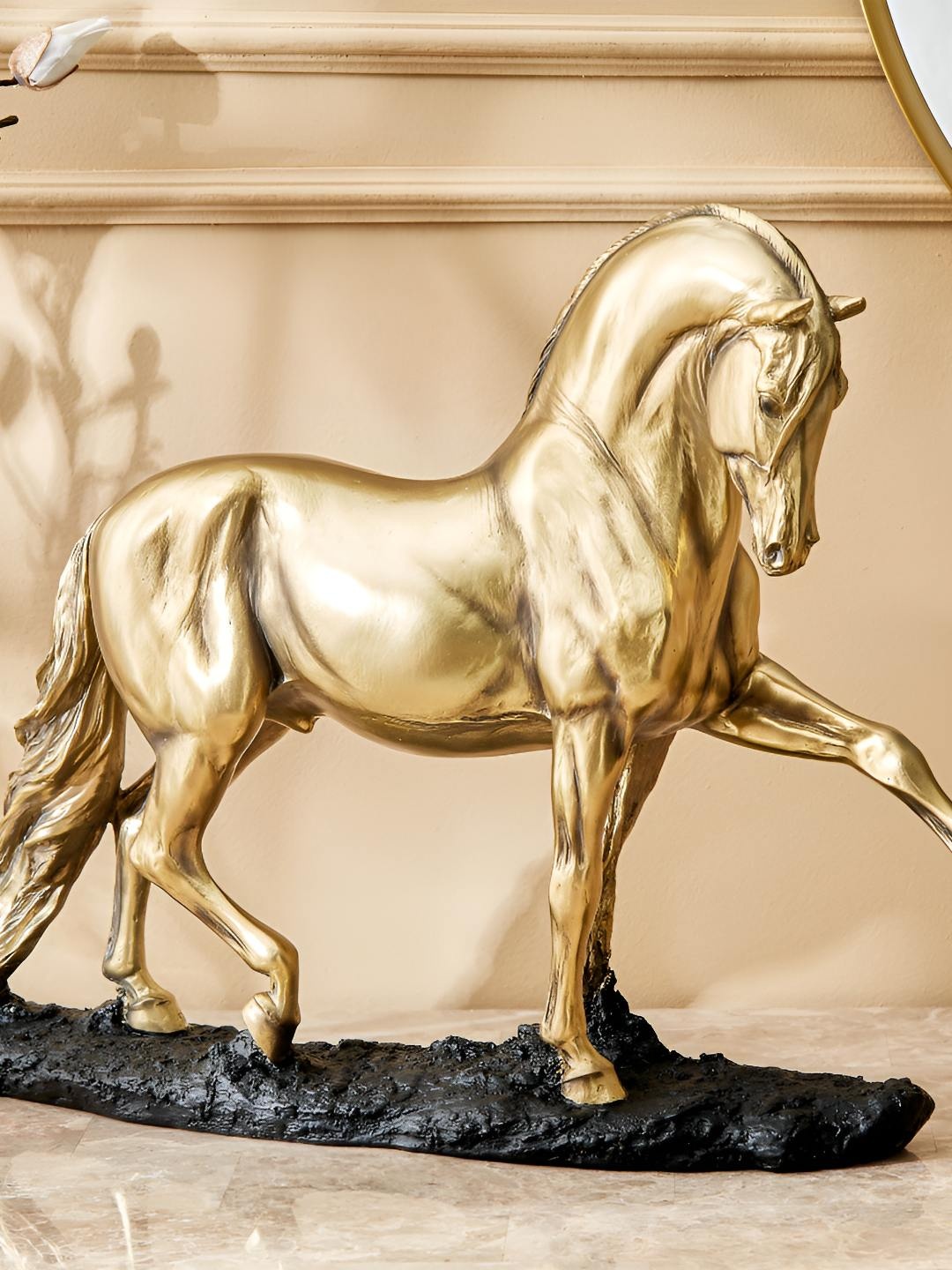 

Home Centre Gold Toned & Black Horse Figurine Showpiece