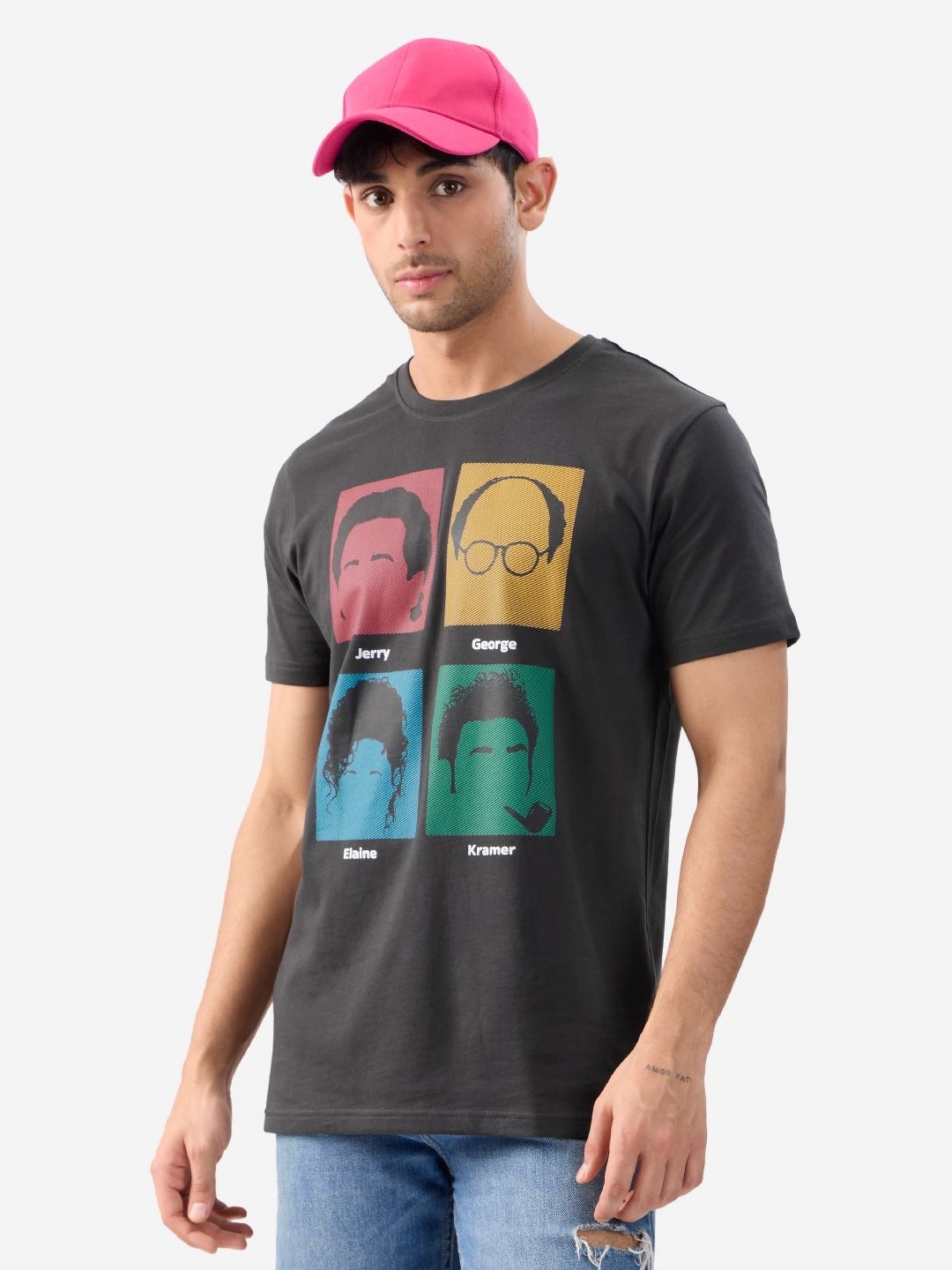 

The Souled Store Men Seinfeld Printed Pure Cotton T-shirt, Black