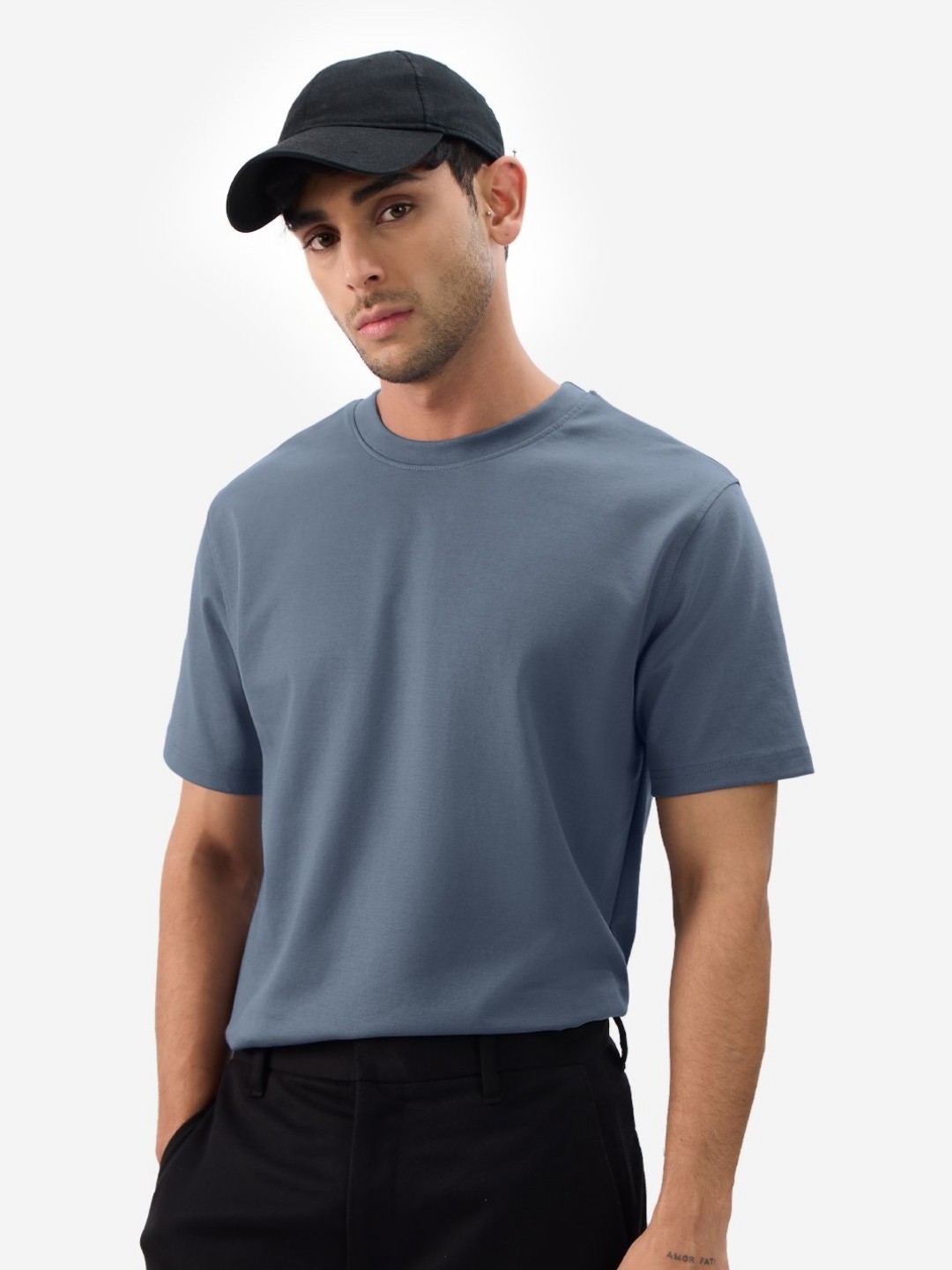 

The Souled Store Men Round Neck Solid T-shirt, Blue