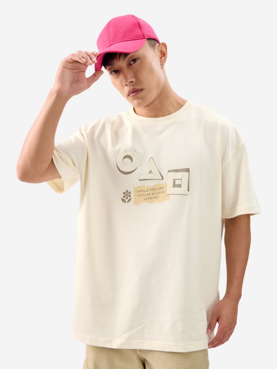 

The Souled Store Men Graphic Printed Cotton Oversized Fit T-shirt, Off white