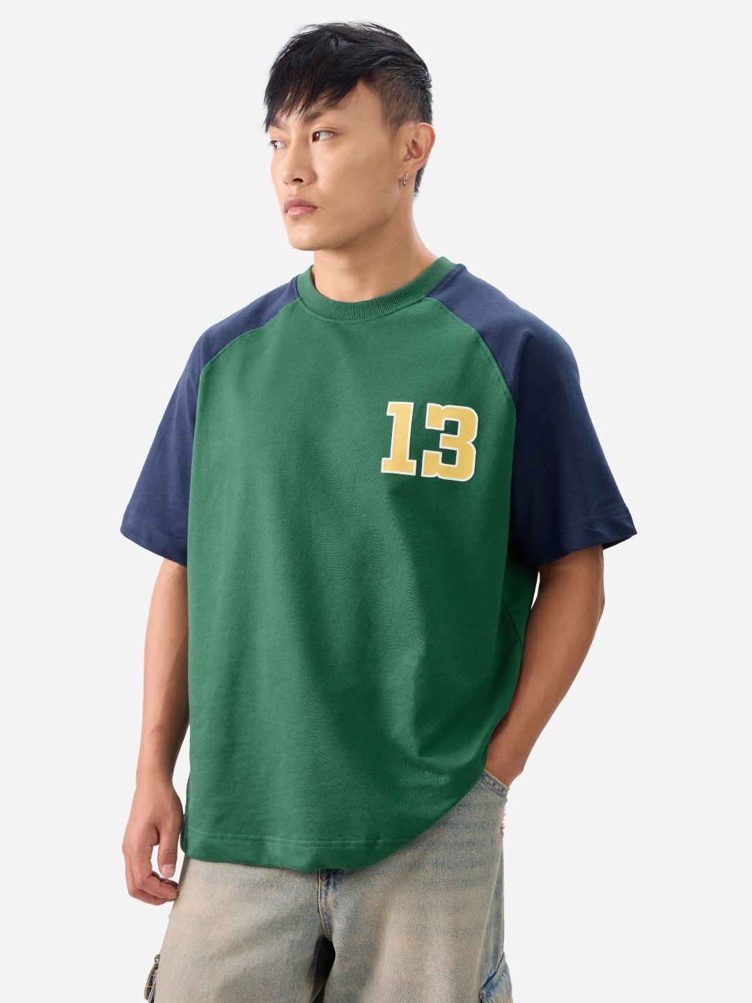 

The Souled Store Men Varsity Printed Round Neck Cotton T-shirt, Green