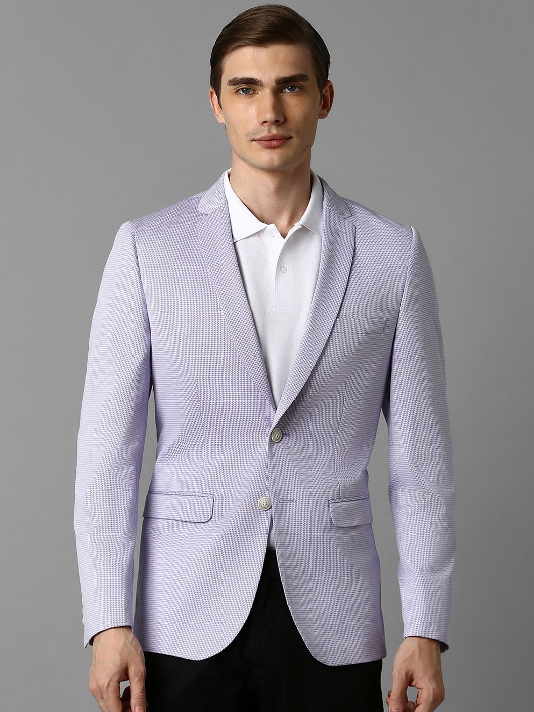 

Louis Philippe Sport Printed Pure Cotton Slim Fit Single Breasted Blazer, Purple