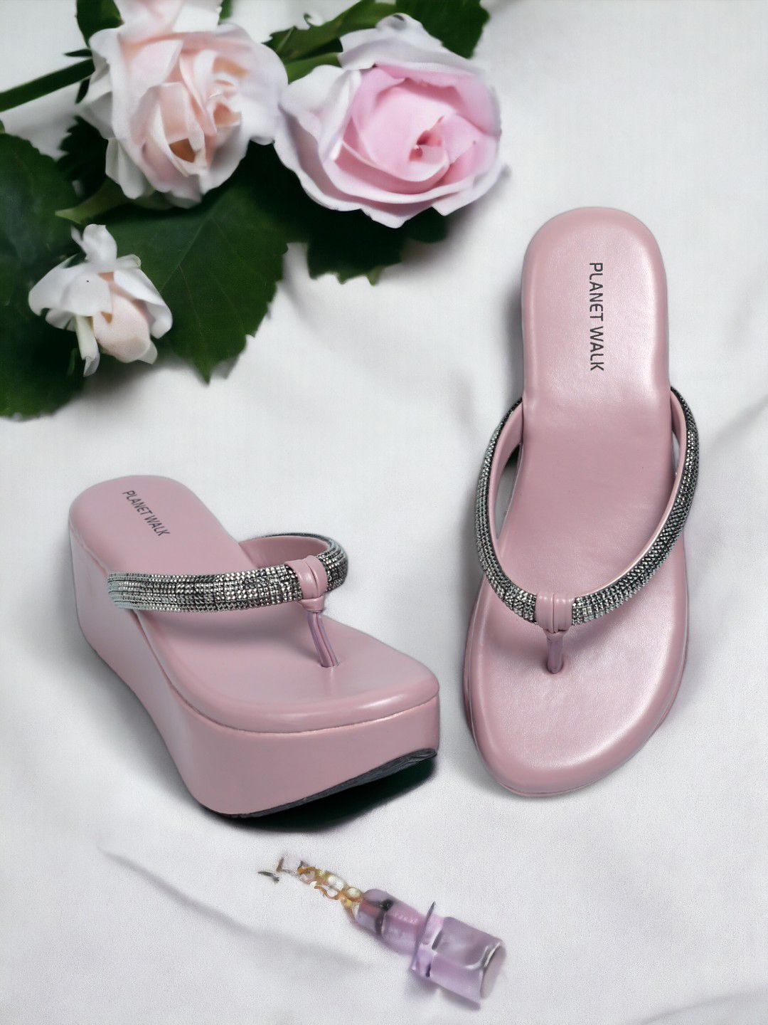 

PLANET WALK Women Heel Sandals With Western - Embellished, Pink