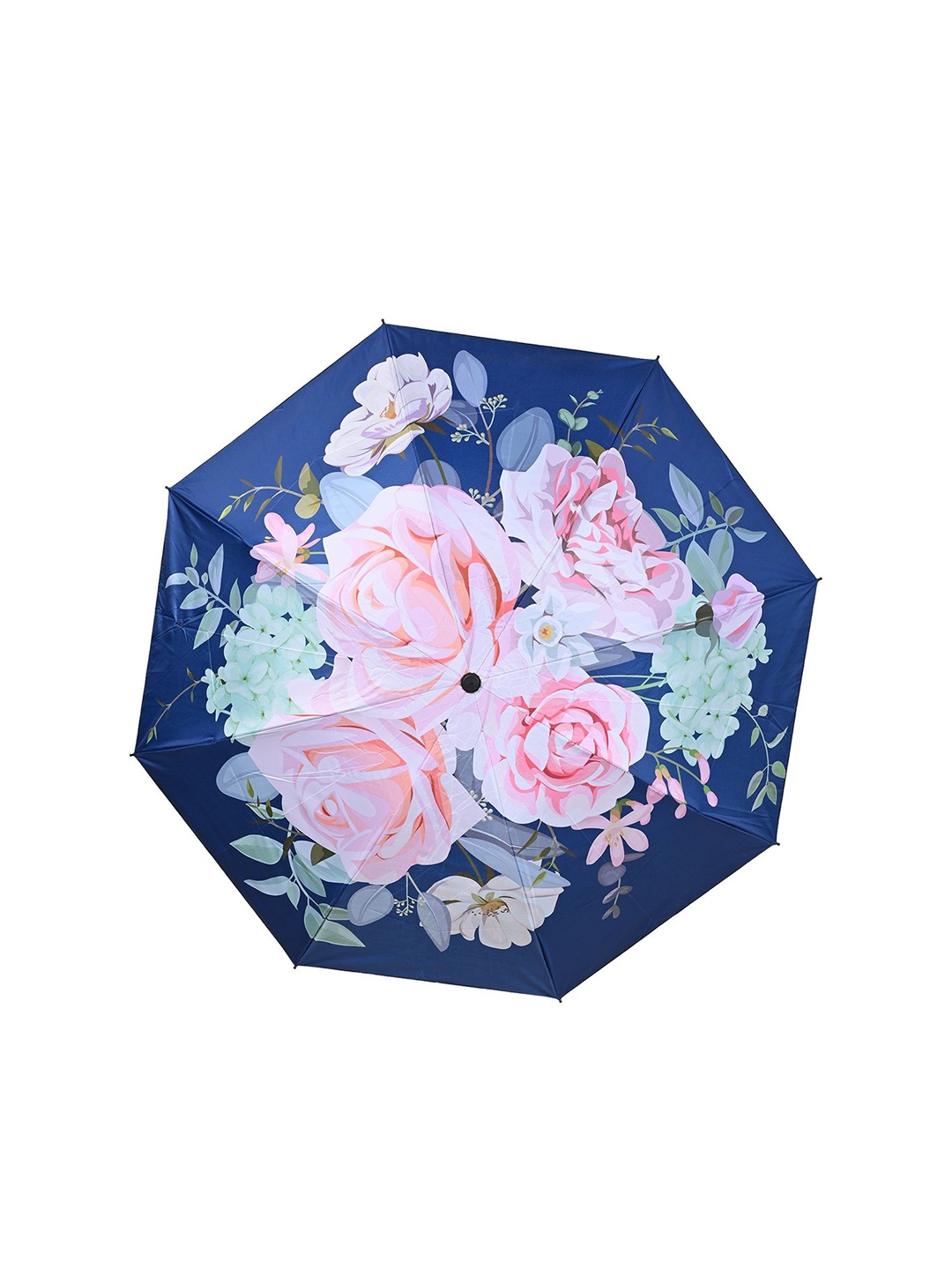 

LOOM LEGACY Manual 3 Fold Floral Printed Umbrella, Navy blue