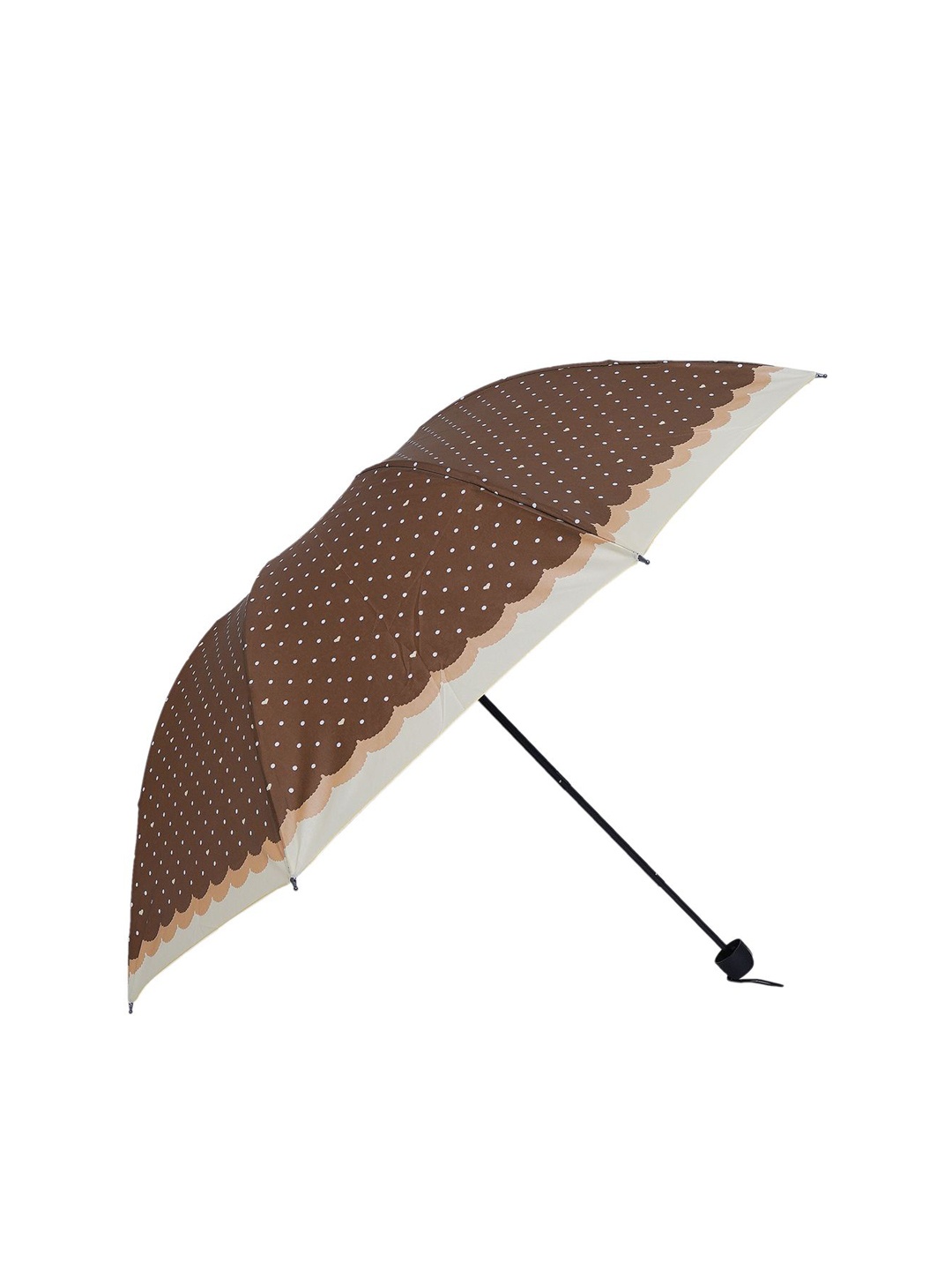 

LOOM LEGACY Manual 3 Fold Polka Dot Printed Umbrella, Brown