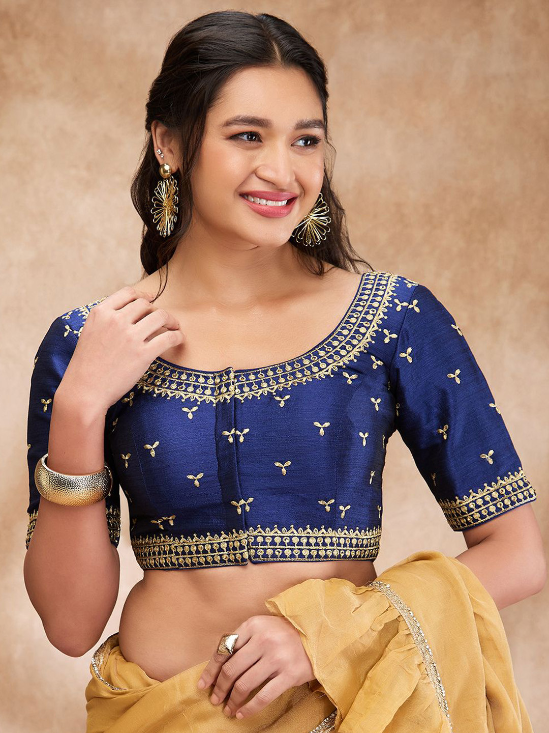 

SALWAR STUDIO Embroidered Saree Blouse, Blue