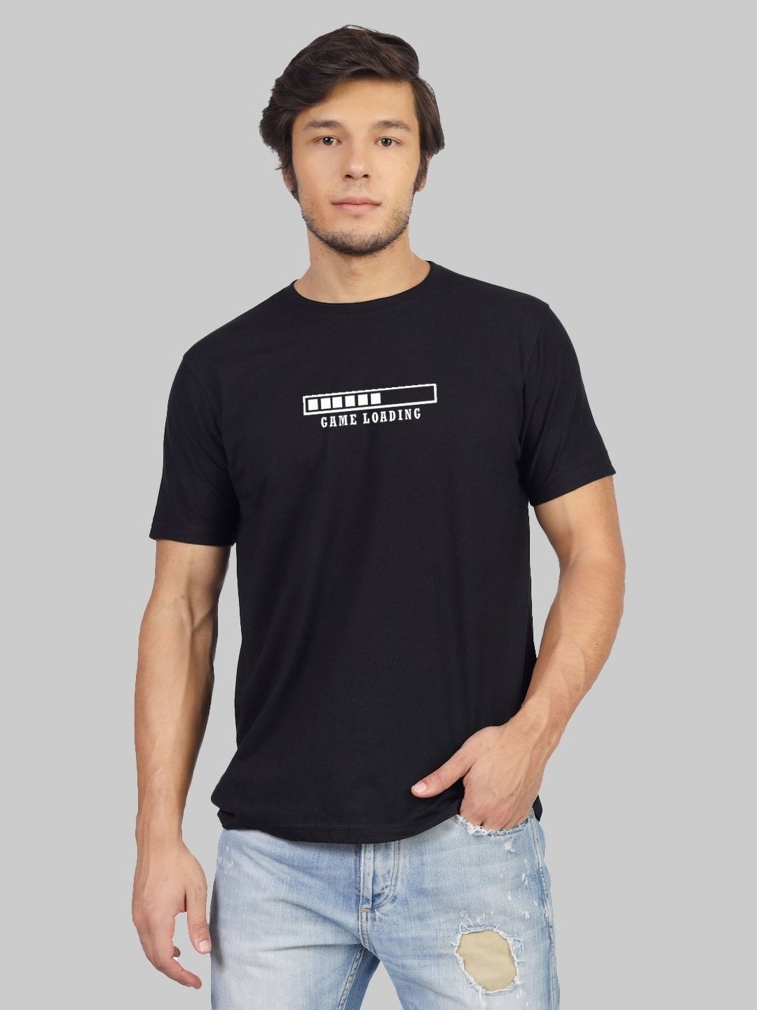 

Greylongg Men Graphic Printed Round Neck T-shirt, Black