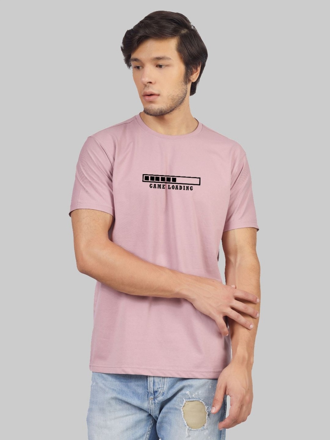 

Greylongg Men Graphic Printed Round Neck T-shirt, Purple